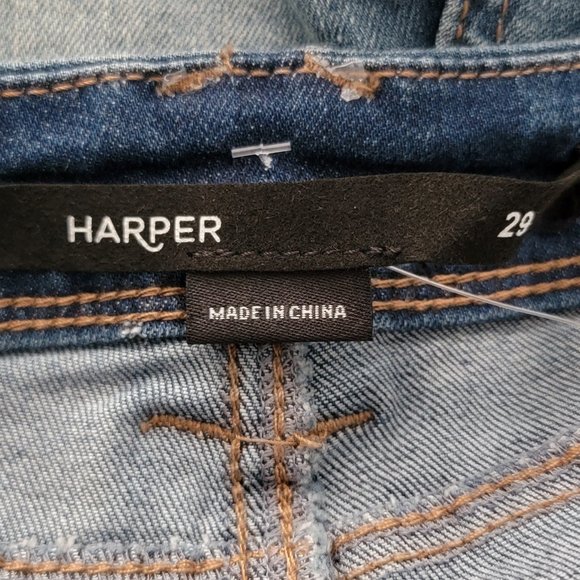 Harper Frayed Step Hem Embroidered Cutoff Denim Jean Shorts - Picture 14 of 16